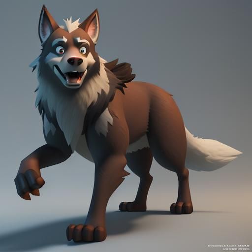 Balto in Pixar Disney 3D Digital Art Style