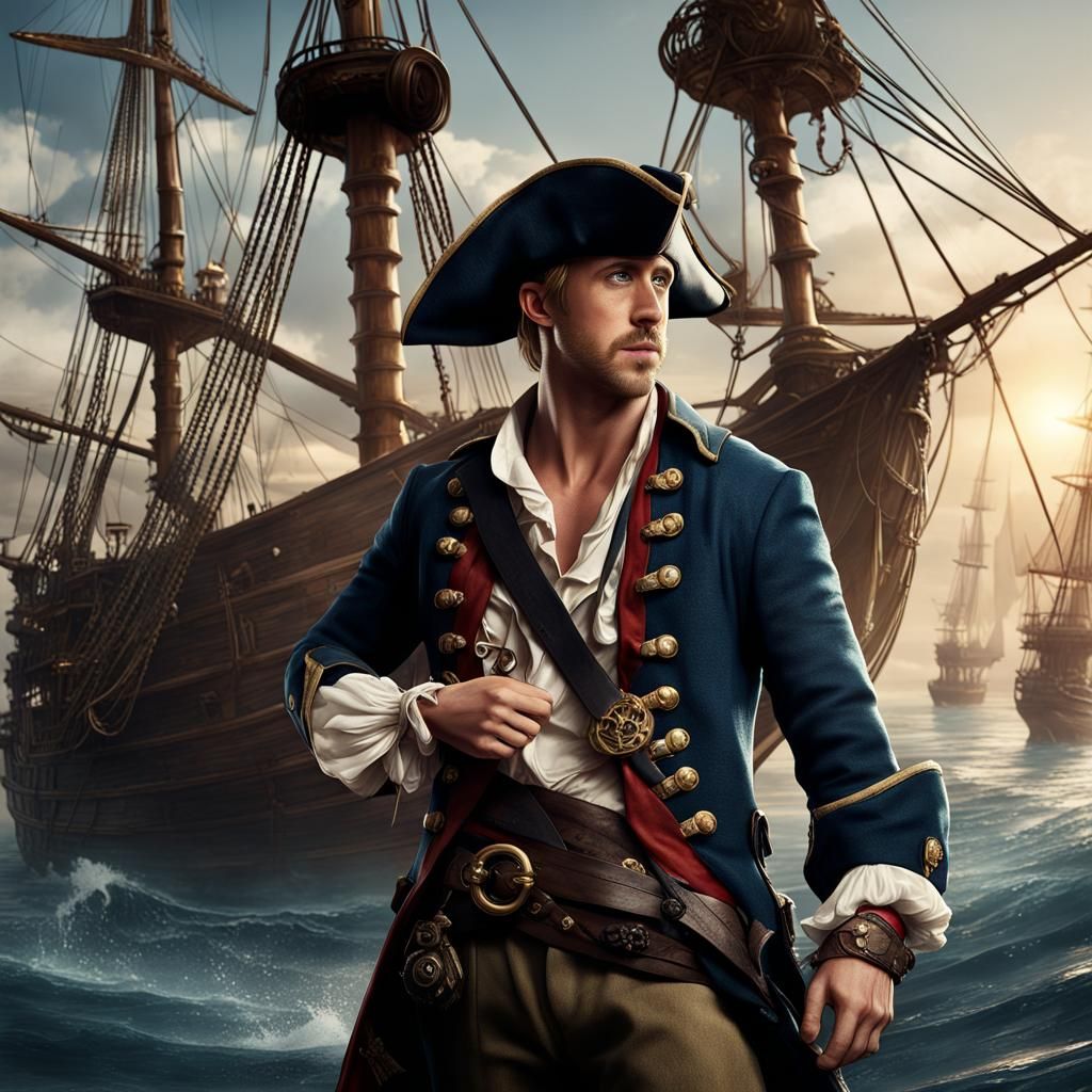 Pirate Character with Paper Clip Hook, Detailed Matte Painti...