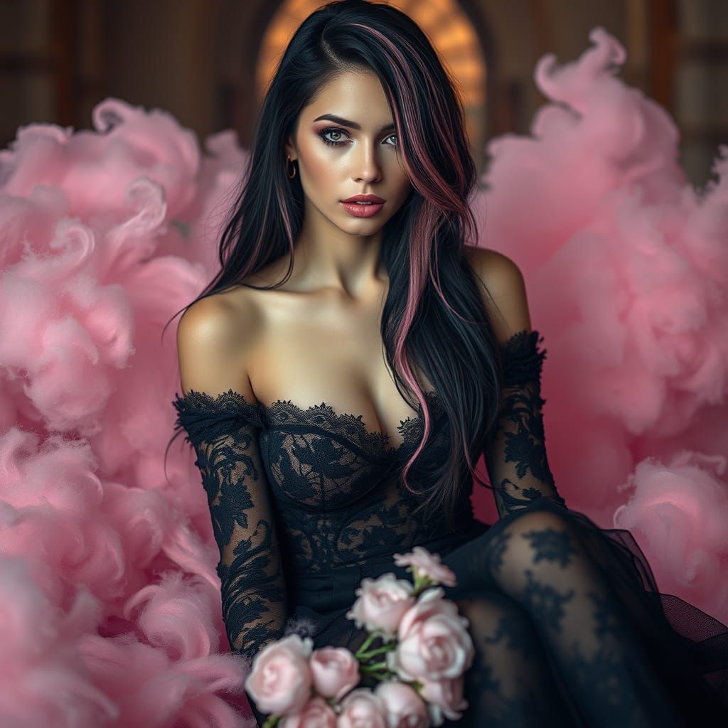 Gothic Goddess on a Whimsical Cloud