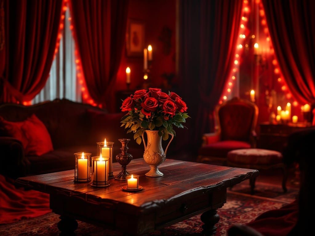 Romantic 19th Century French Brothel in Rich Red Hues