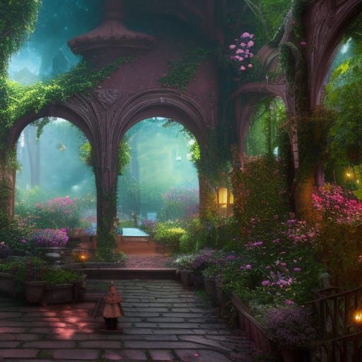 Fantastical Secret Garden Matte Painting