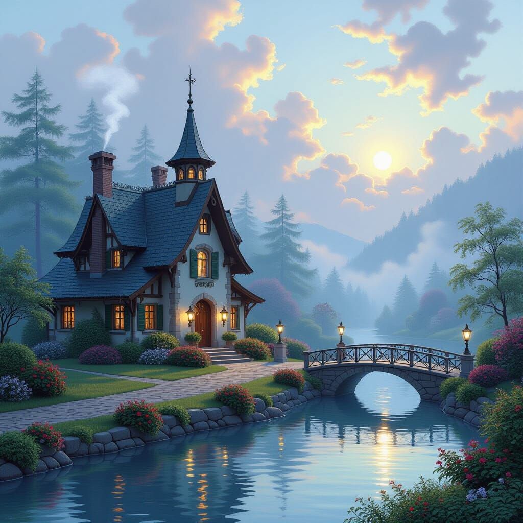 Ethereal Fantasy Mist Scene by Thomas Kinkade