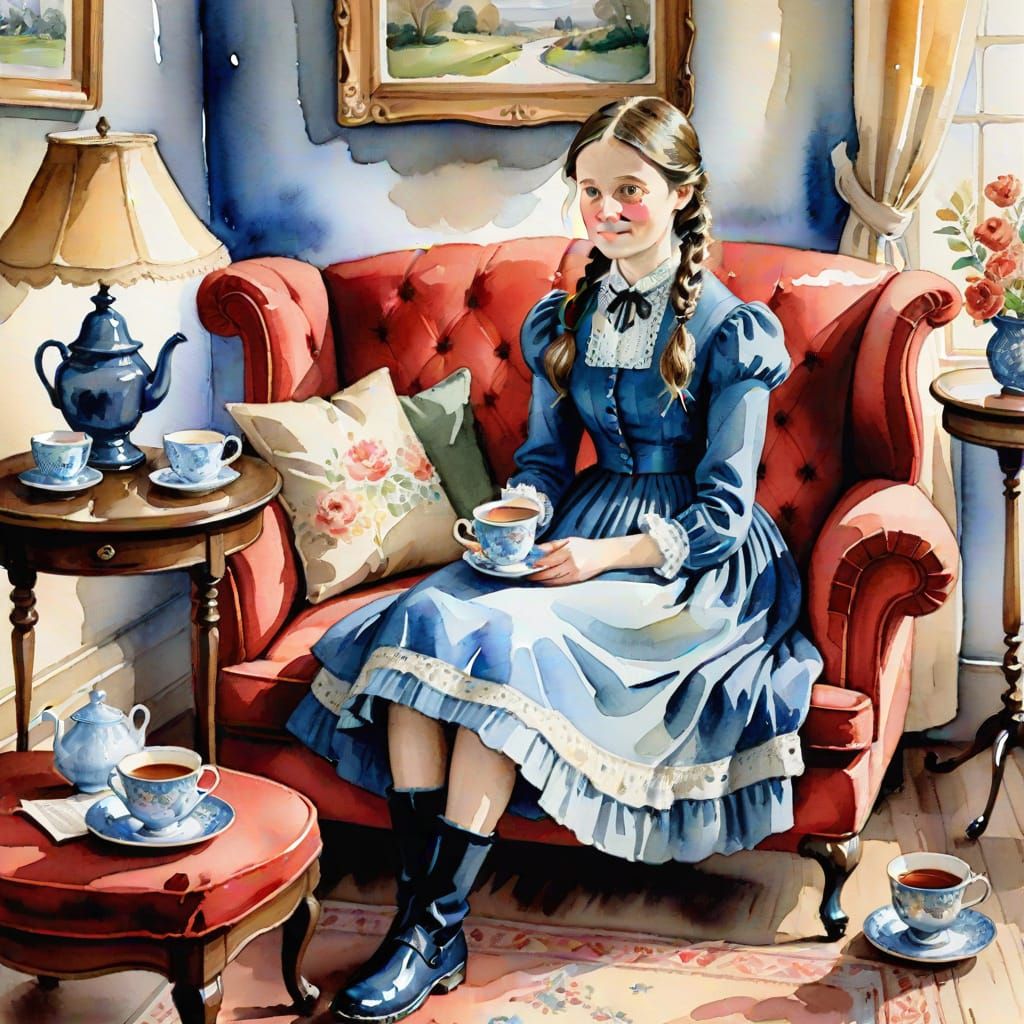 Enola Holmes as a Child in Victorian Dress