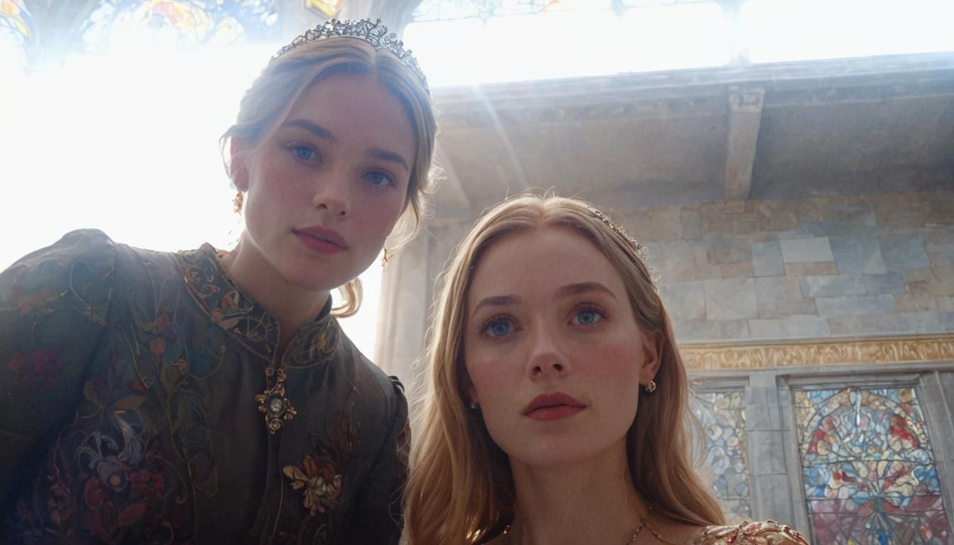 Princess in Lavish Gown in Castle Hall