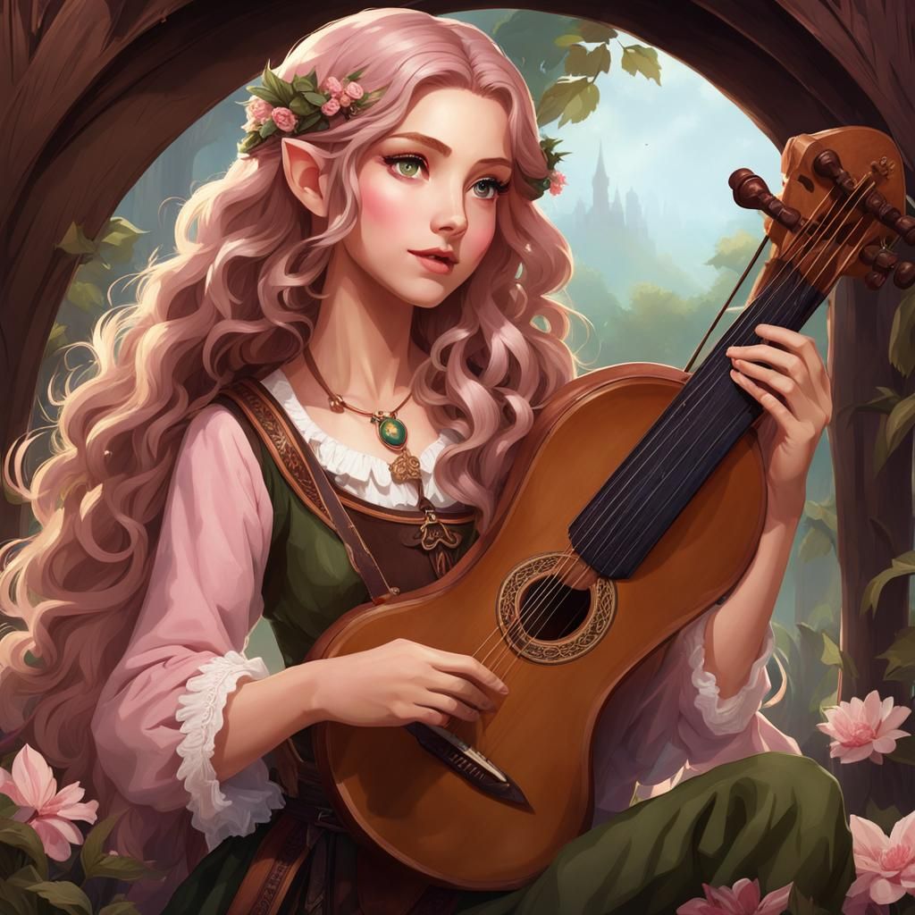 Young Elf Bard with Lute