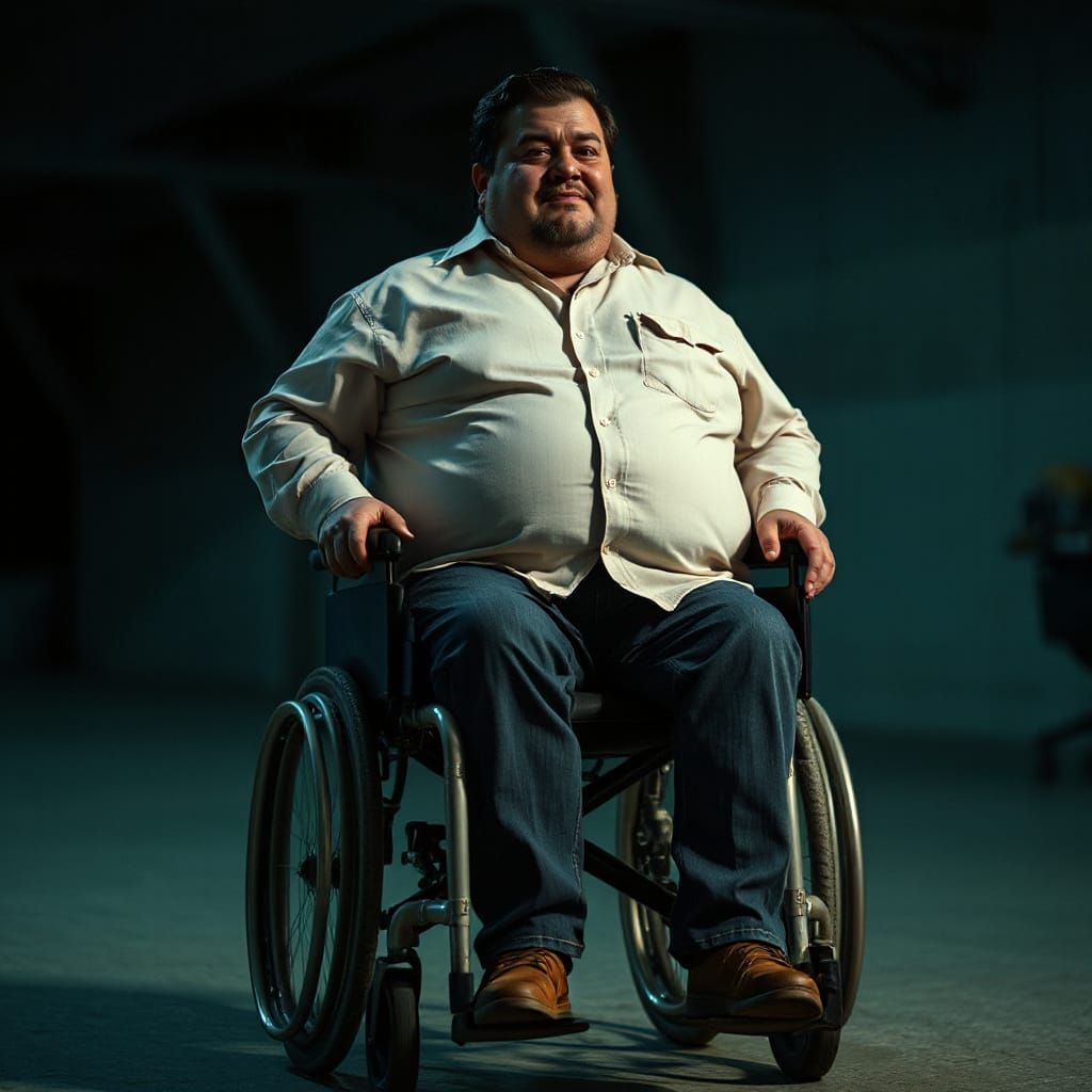 Oversized Man Burps Letters in Cinematic Film Still