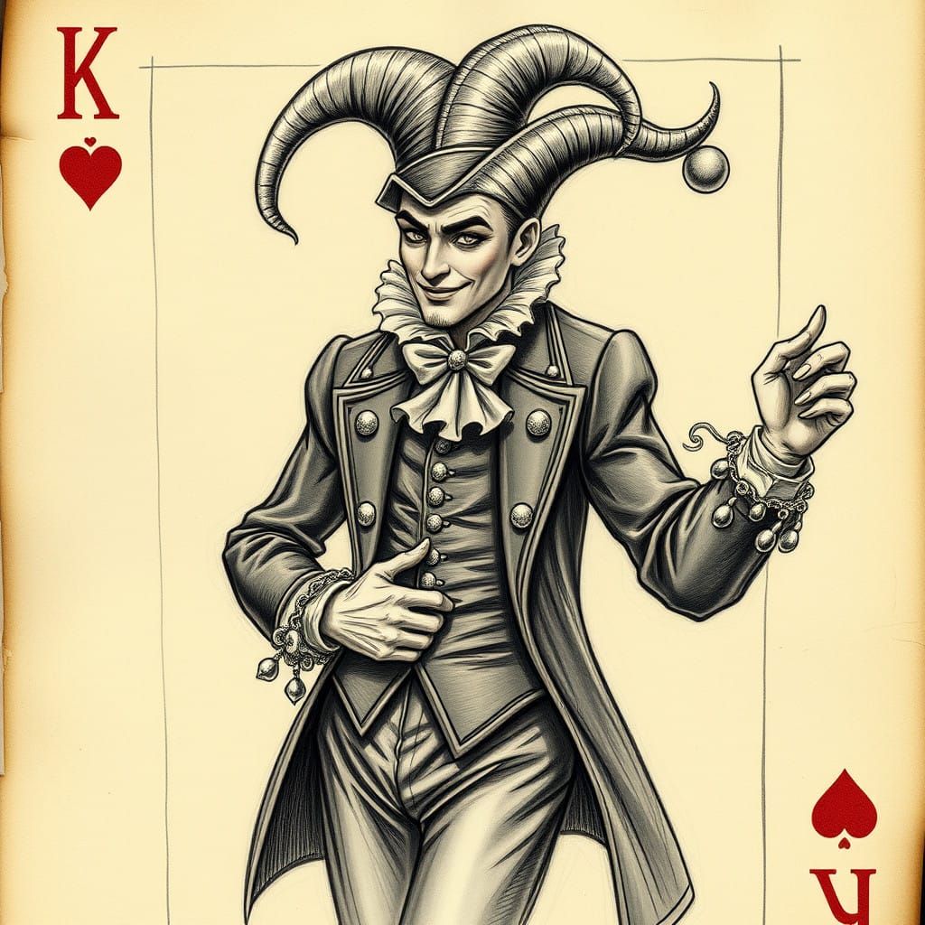 Renaissance Jester Emerges from a Whimsical Playing Card