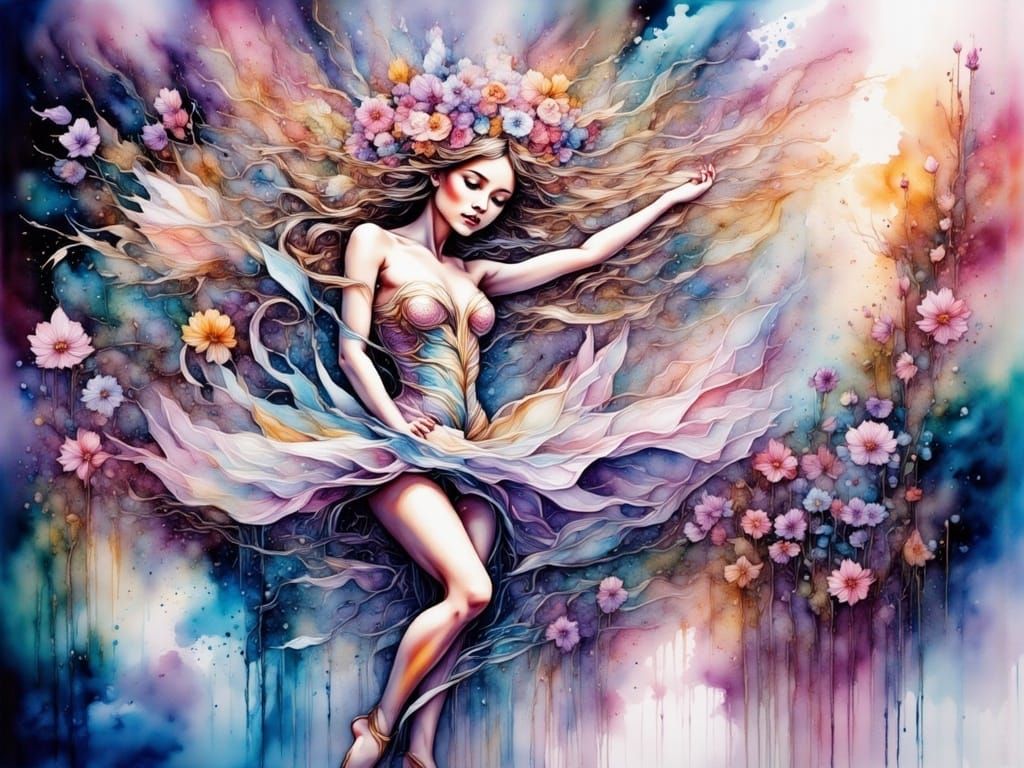 Ballet Dancer in Motion as Impasto Painting