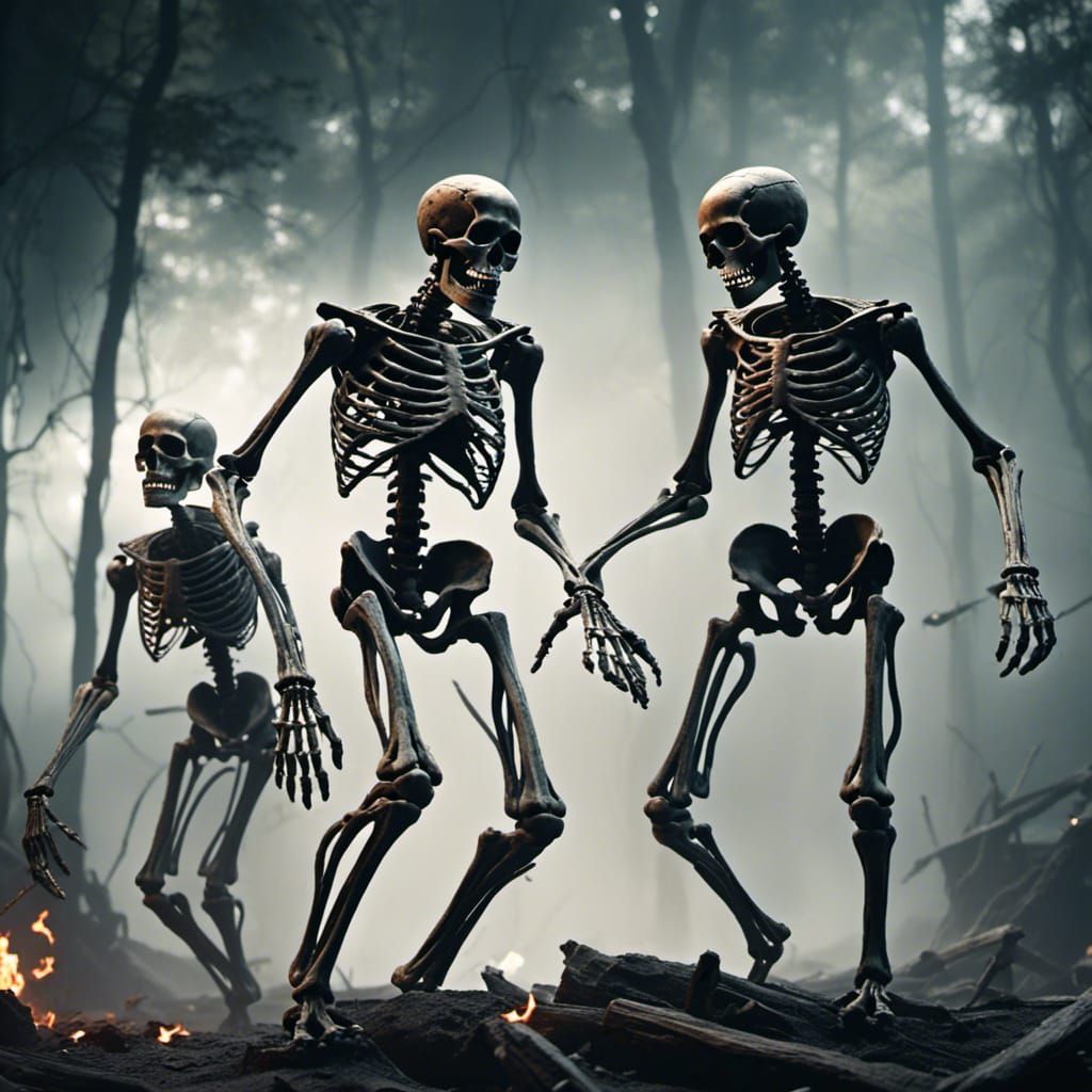 Dancing Skeletons in Detailed Fantasy Art