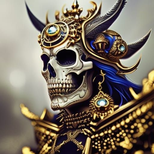 Jeweled Skull Crown Portrait in Hyperrealistic Style