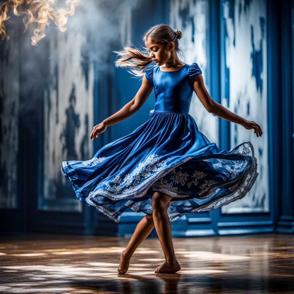 Girl Dancing in Paint: Hyperrealistic 64 Megapixel Image