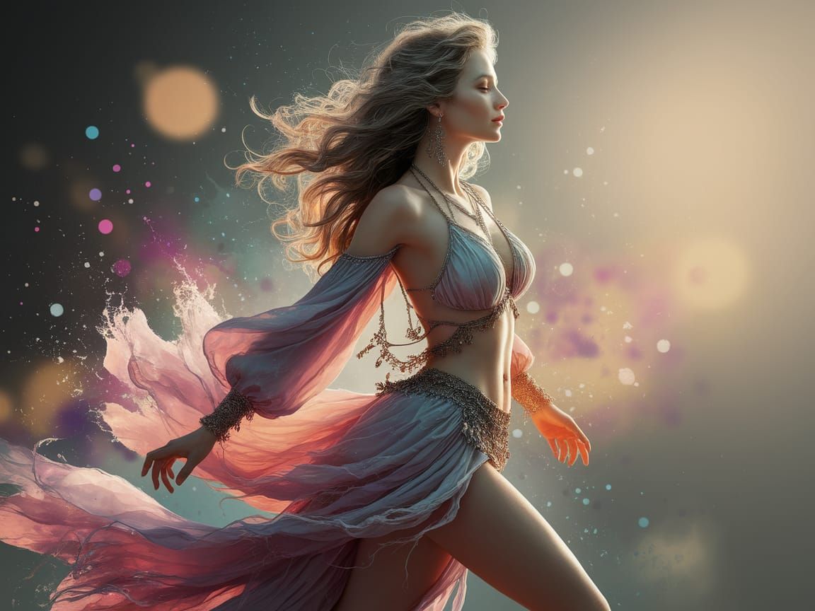 Bohemian Gypsy Woman in Elegant Digital Art