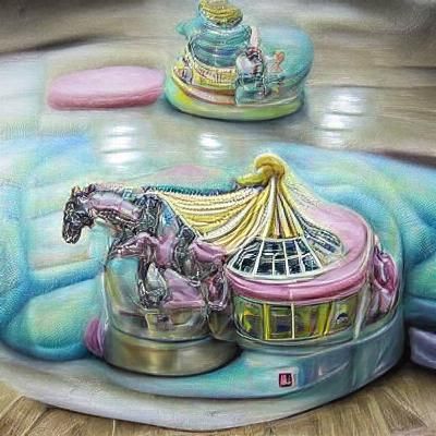 Pastel Carousel: A Detailed and Nostalgic Painting