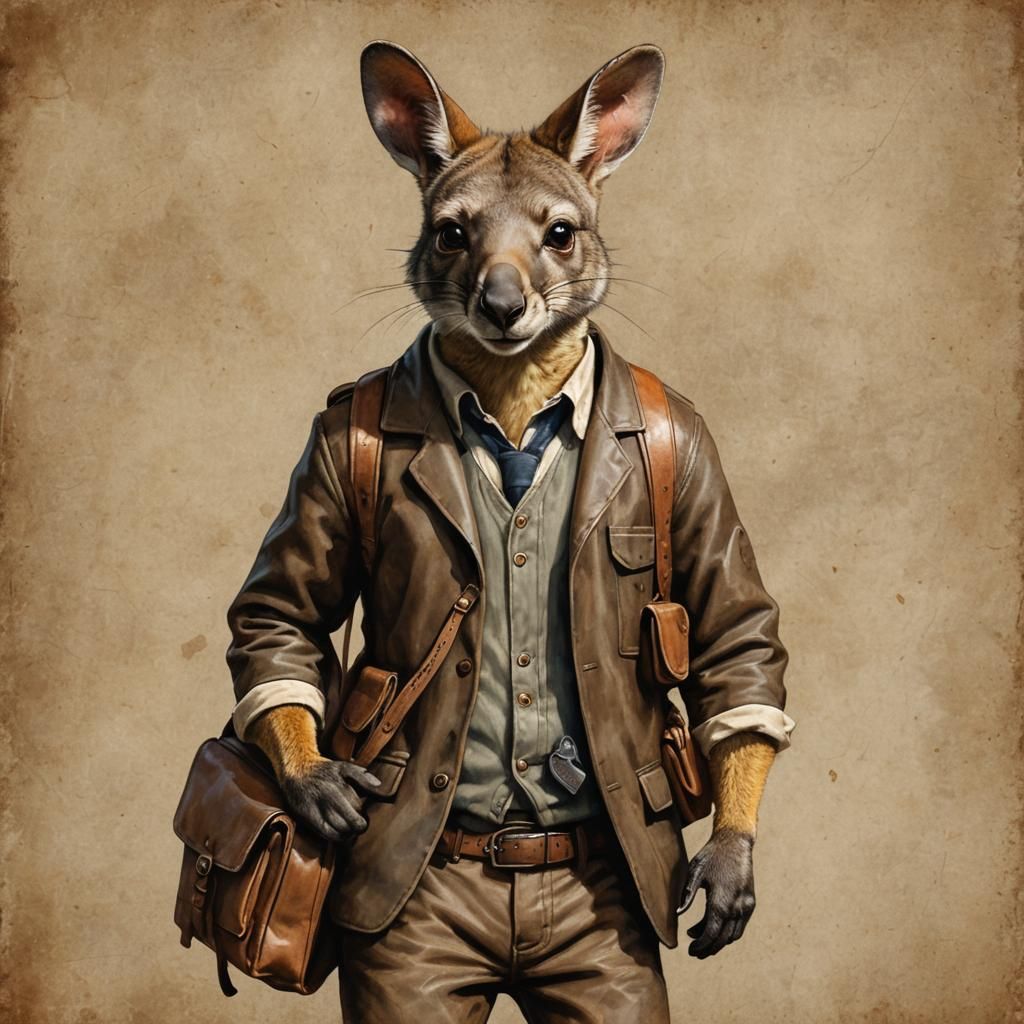 Anthropomorphic Wallaby as Messenger, Professional Photograp...