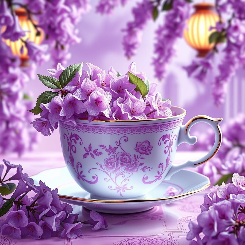Wisteria Tea Cup in Art Nouveau Style