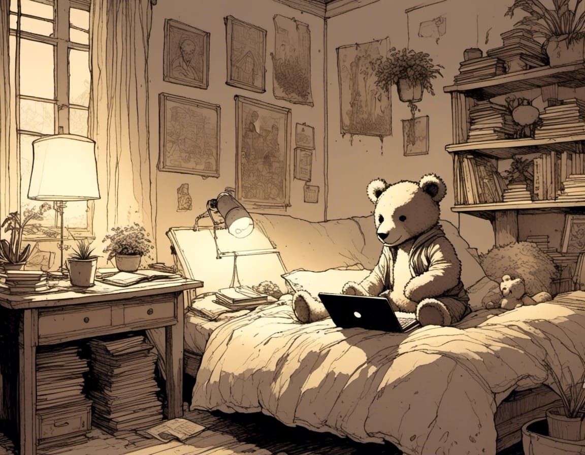 <lora:Axis Comix:1.0> cozy bedroom {test}