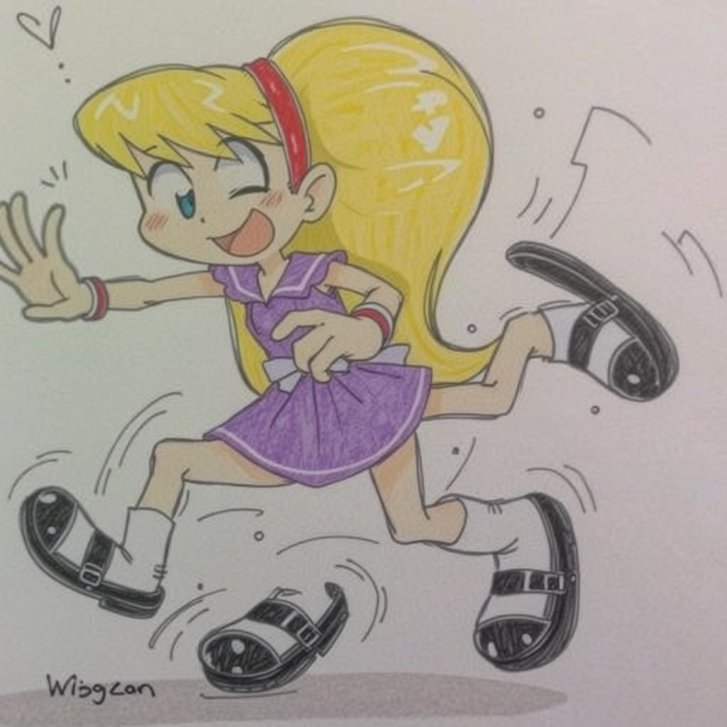 Energetic Octoped Girl in Manga Anime Key Visuals Style