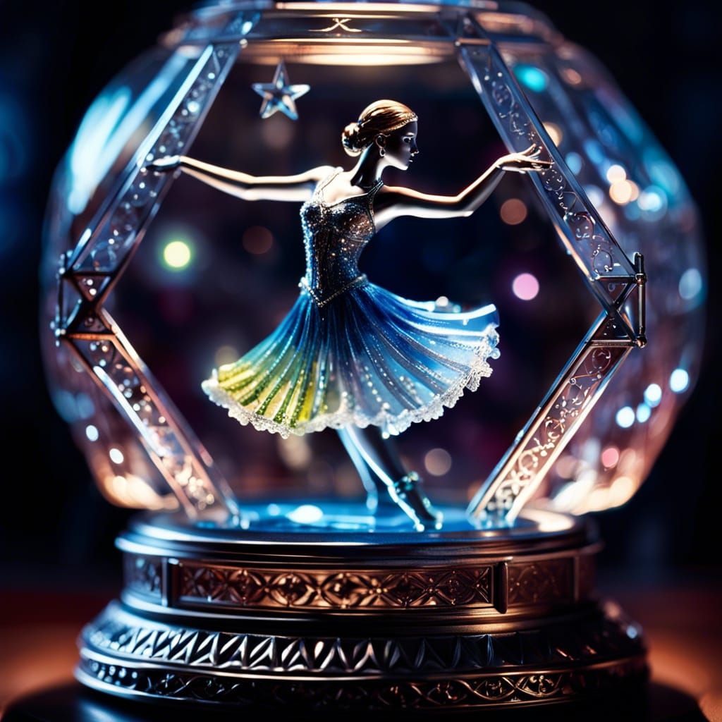 Enameled Glass Star Dancer Figurine in Crystal Box