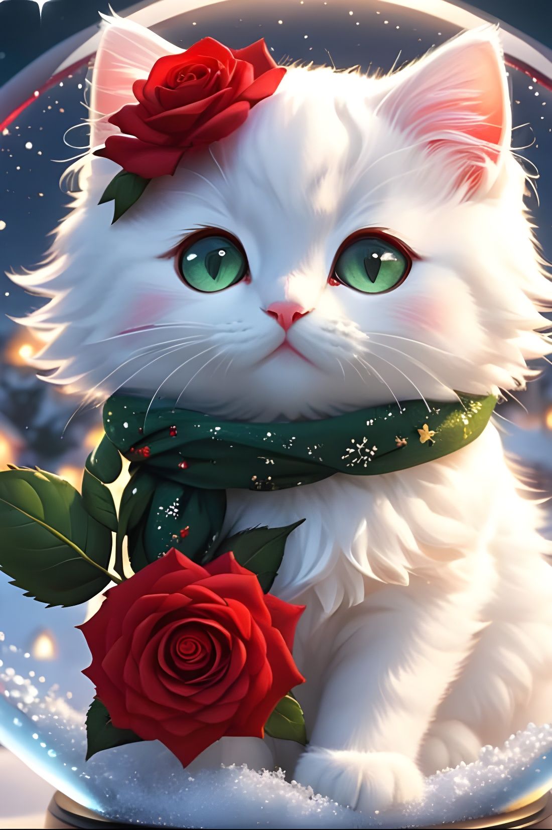 Glowing Anime Kitten in a Starry Night Sky