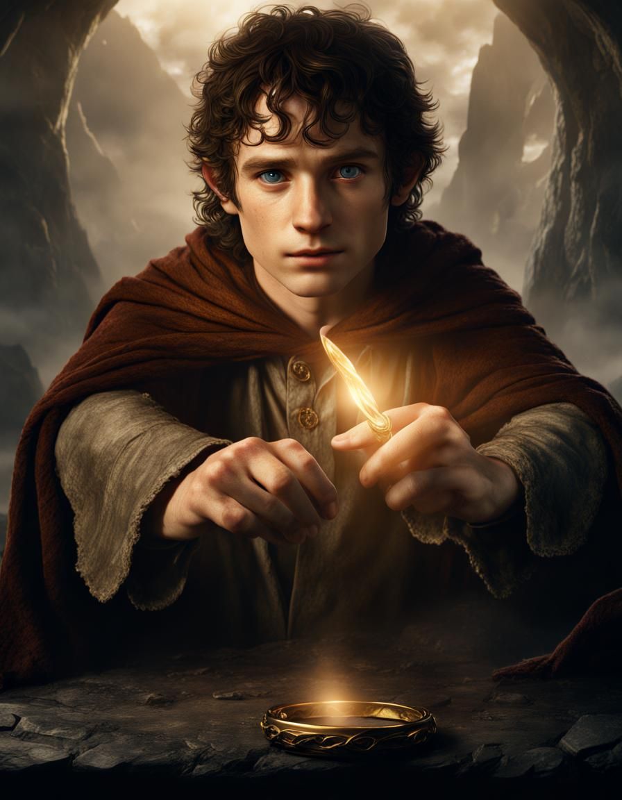 Frodo Portrait with the One Ring: Detailed Matte Painting