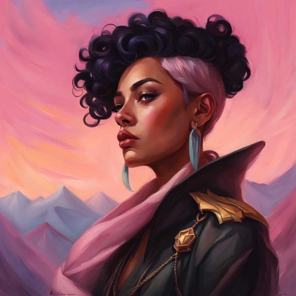 Nonbinary Feminine Figure in Concept Art Style