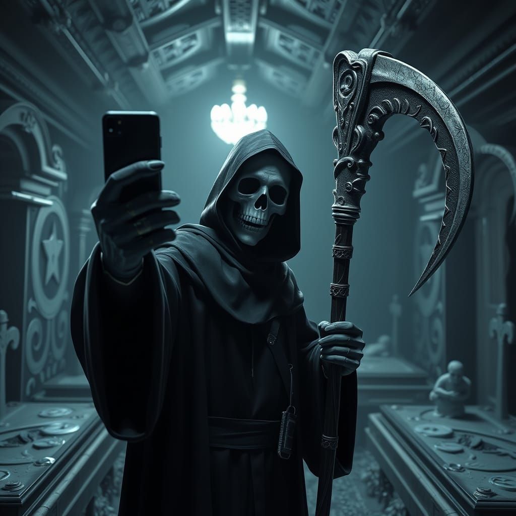 Grim Reaper in Dark 3D Epic Cinematic Selfie