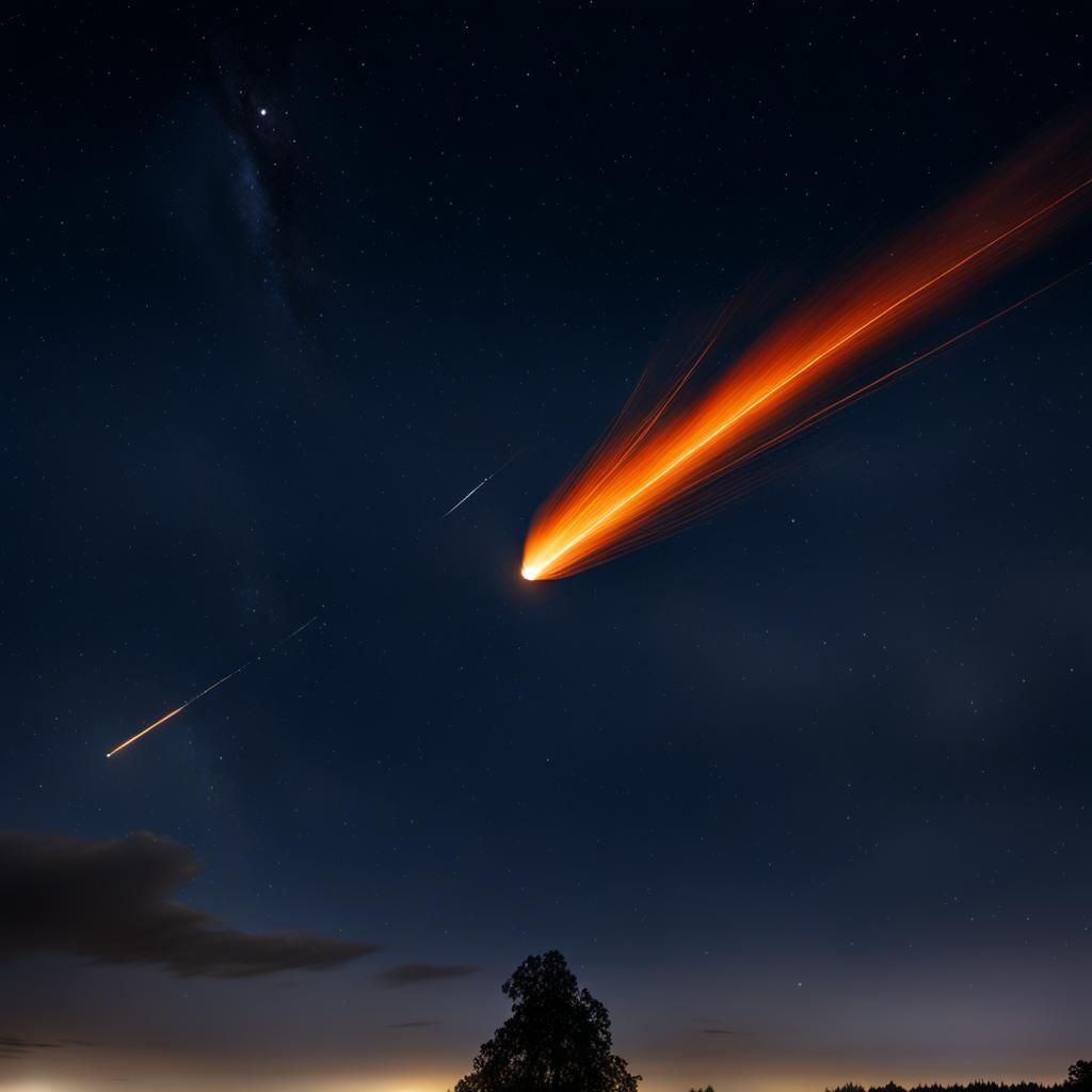 Spectacular Comet Streaking Across the Night Sky