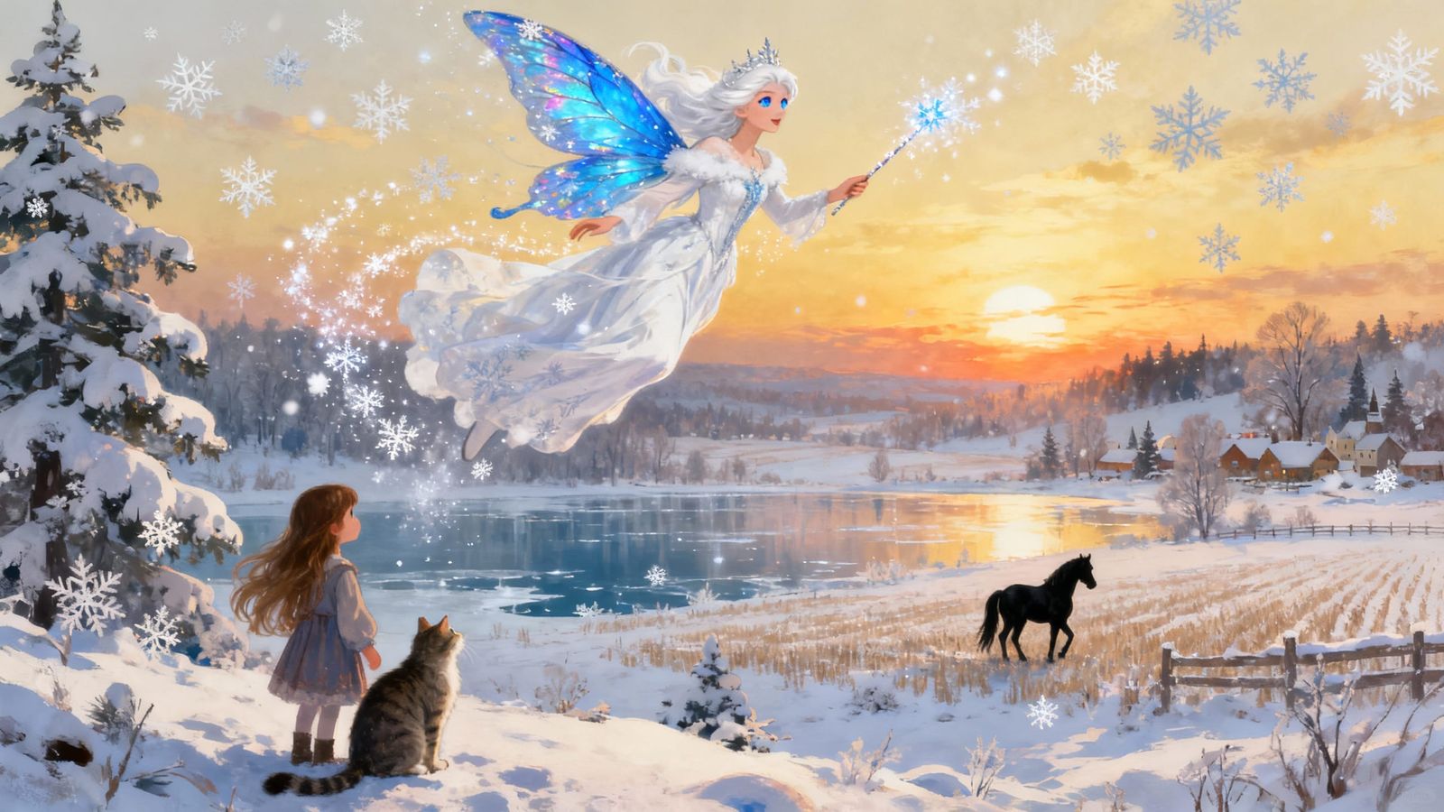 Winter Fairy Queen in Magical Snowscape