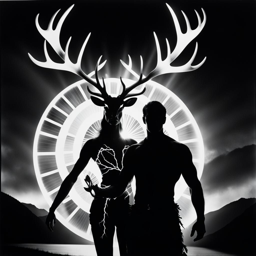 Photogram of Antlered Man and Earth Goddess