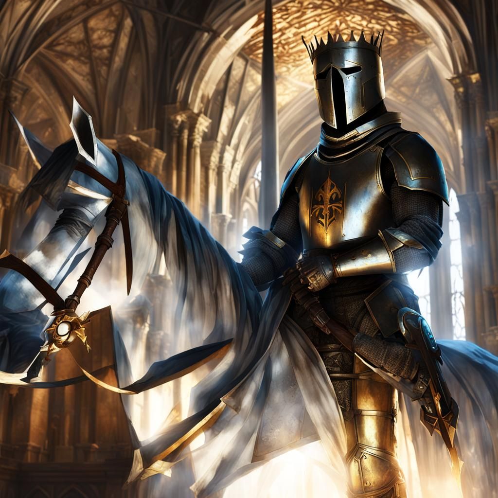 Knight Crusader in Ruined Cathedral, Caravaggio Lighting