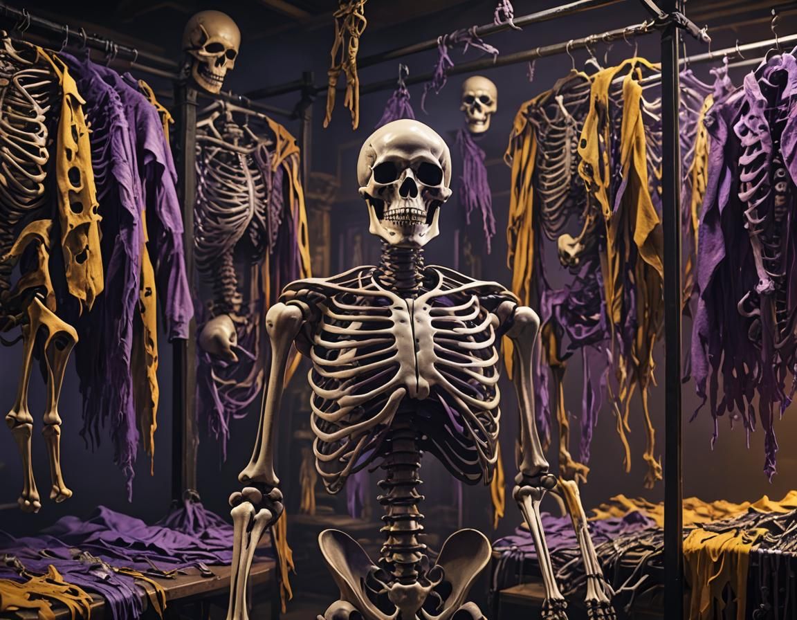 Dark Fantasy Skeleton with Human Skins