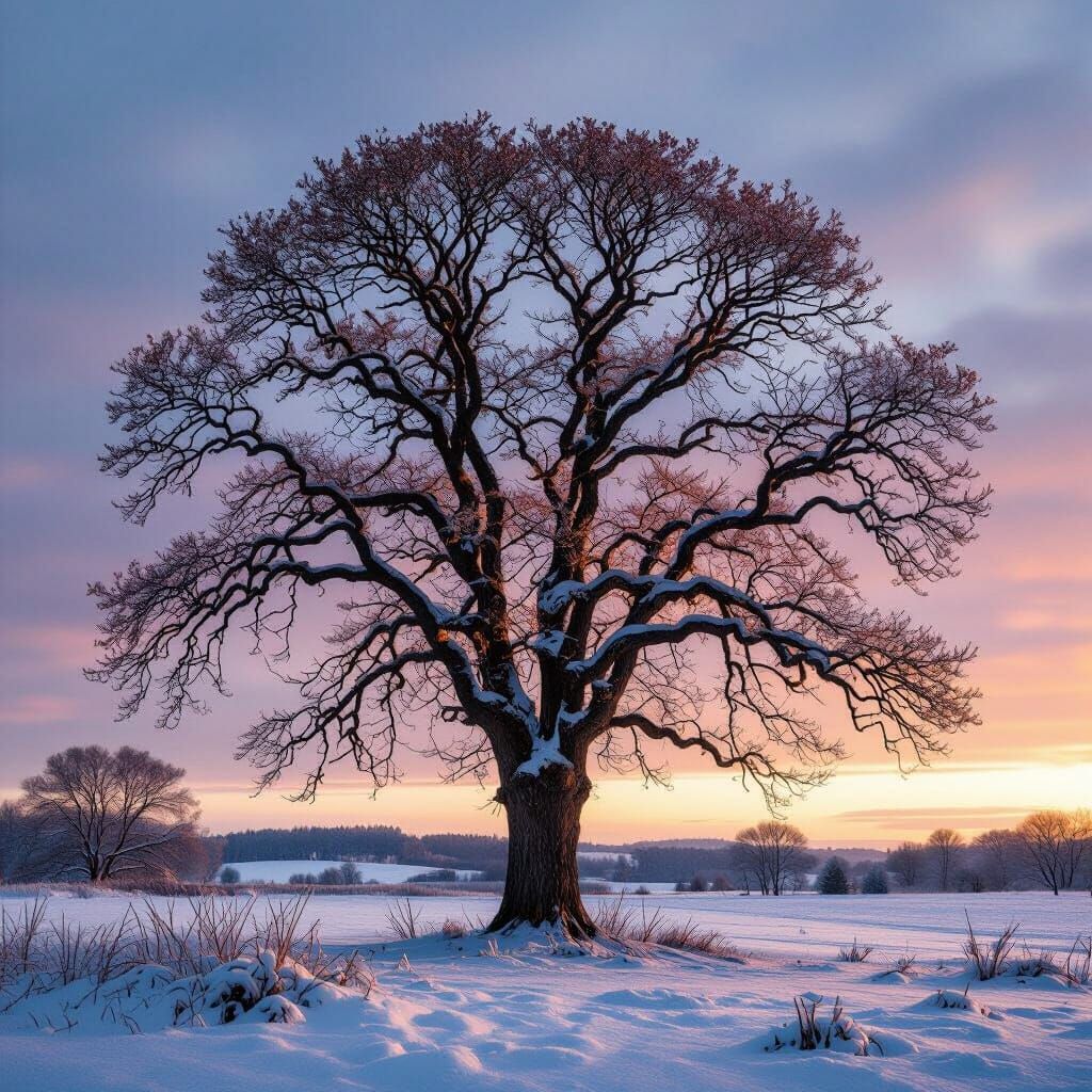 Majestic Tree Between Winter and Spring