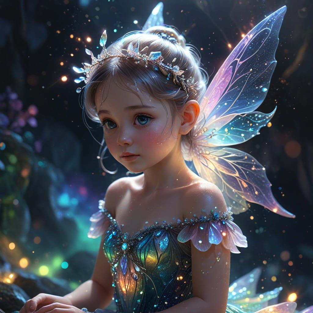 Ethereal Infant Fairy in Crystal Dress