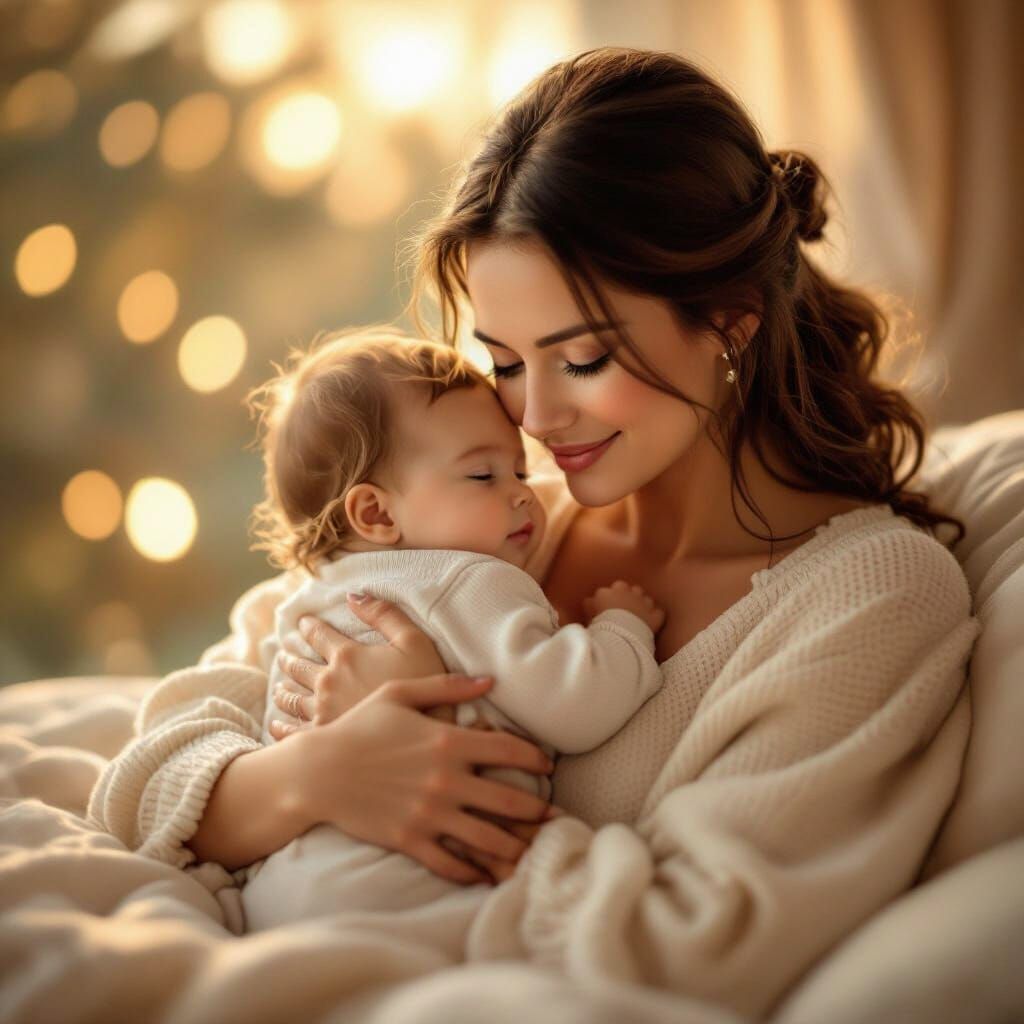 Mother and Baby in Golden Hour Light