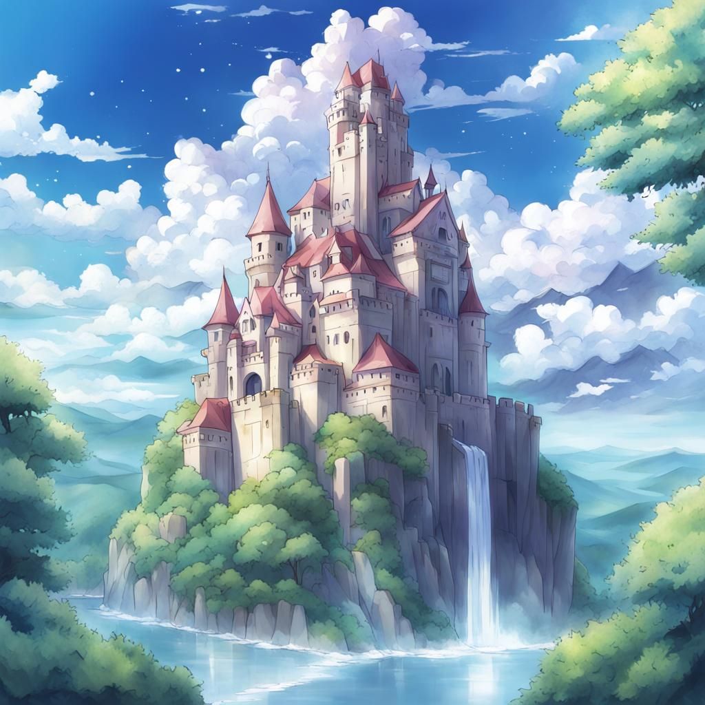 Crystal Cloudy Castle in Anime Style