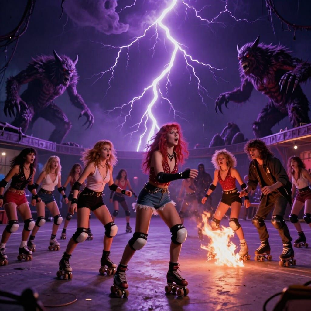 Wizards Control Roller Derby in 80s VHS Style