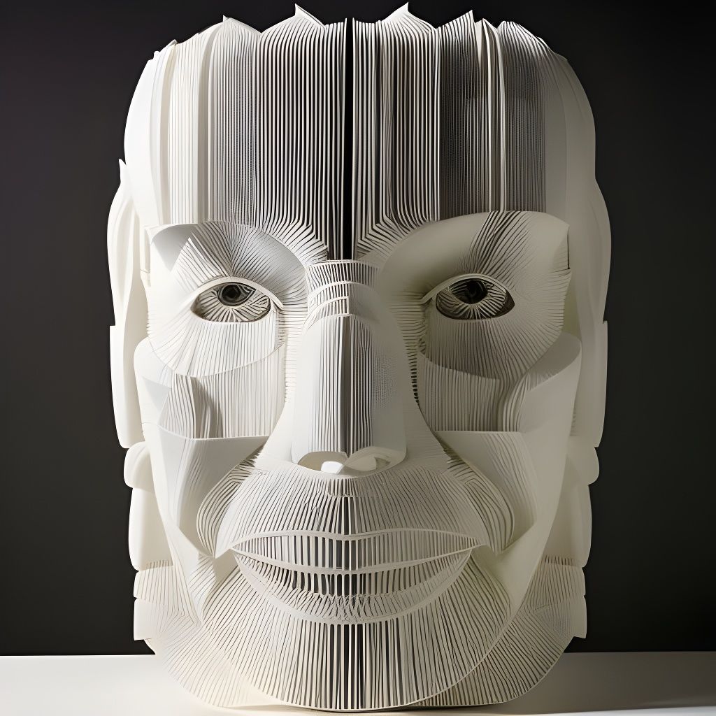 Paper Sculpture of a Human Head in Hongbo Style