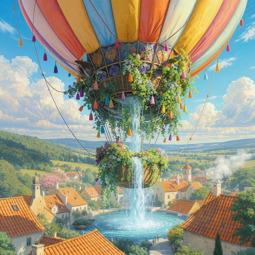 Fantastical Hot Air Balloon Soars Over Village