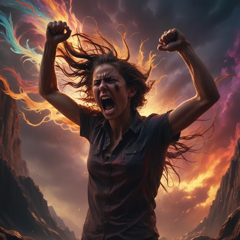 Shadowed Figure Screaming in Rage: Dark Fantasy Art