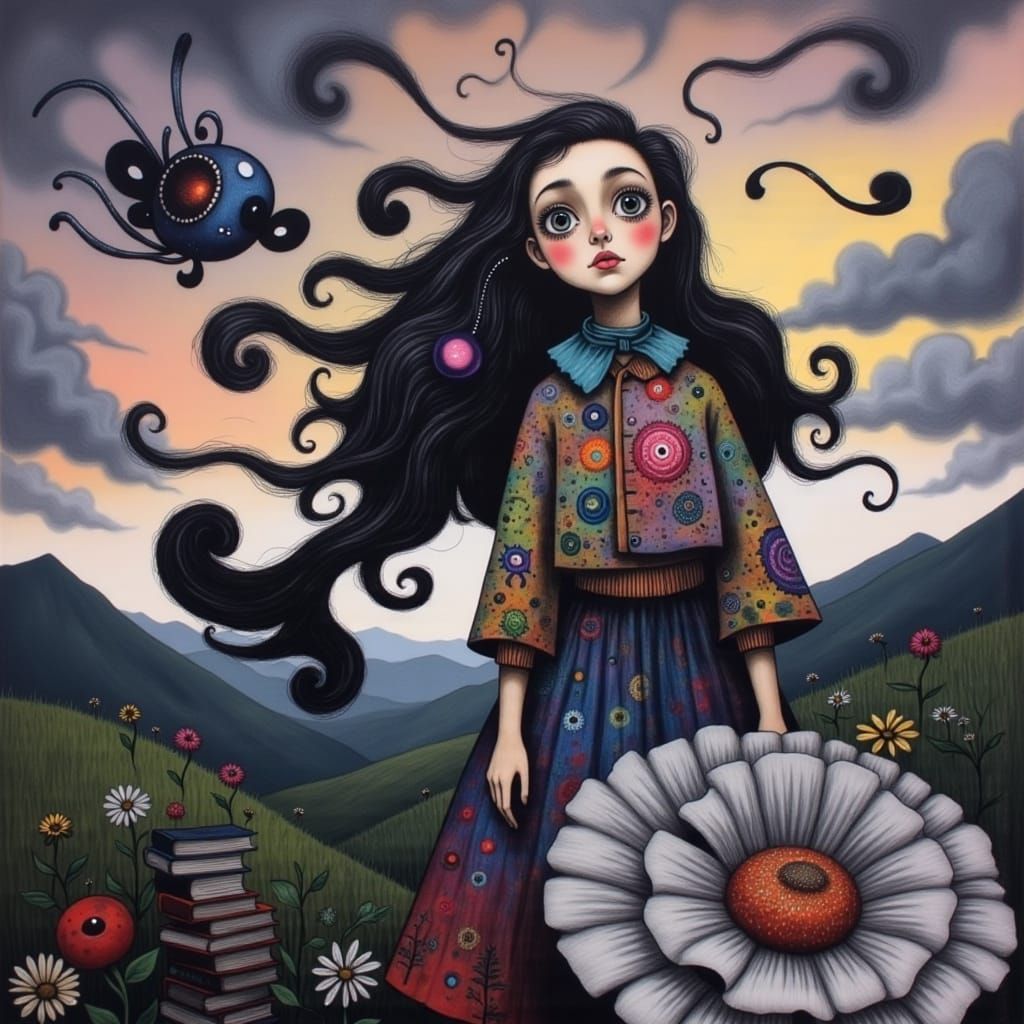 Whimsical Dream Girl in a Fantastical World