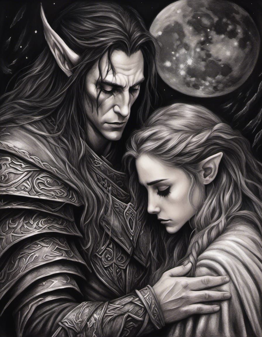 Viking Father and Son Tattoo Design in Charcoal