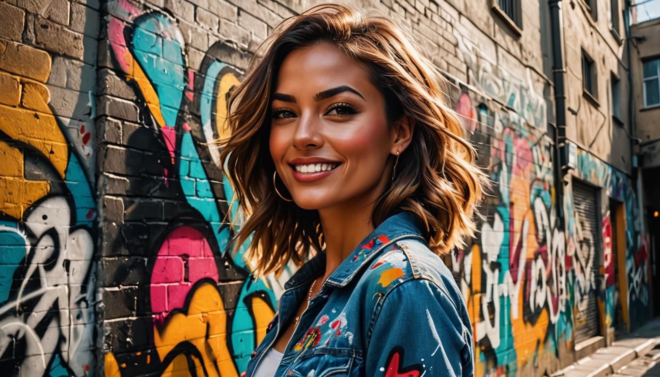 Stunning Woman in Graffiti Art Style