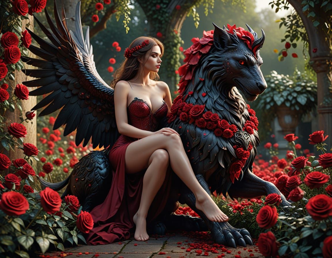 Majestic Griffin in Enchanted Garden