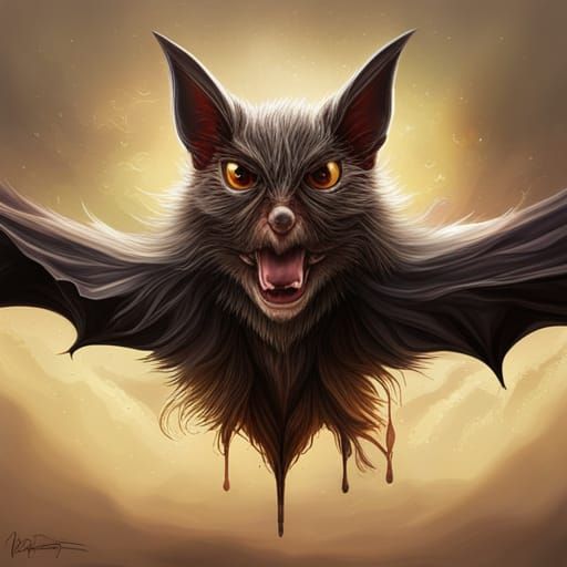 Hyperrealistic Bat with Colorful Splash Art Background