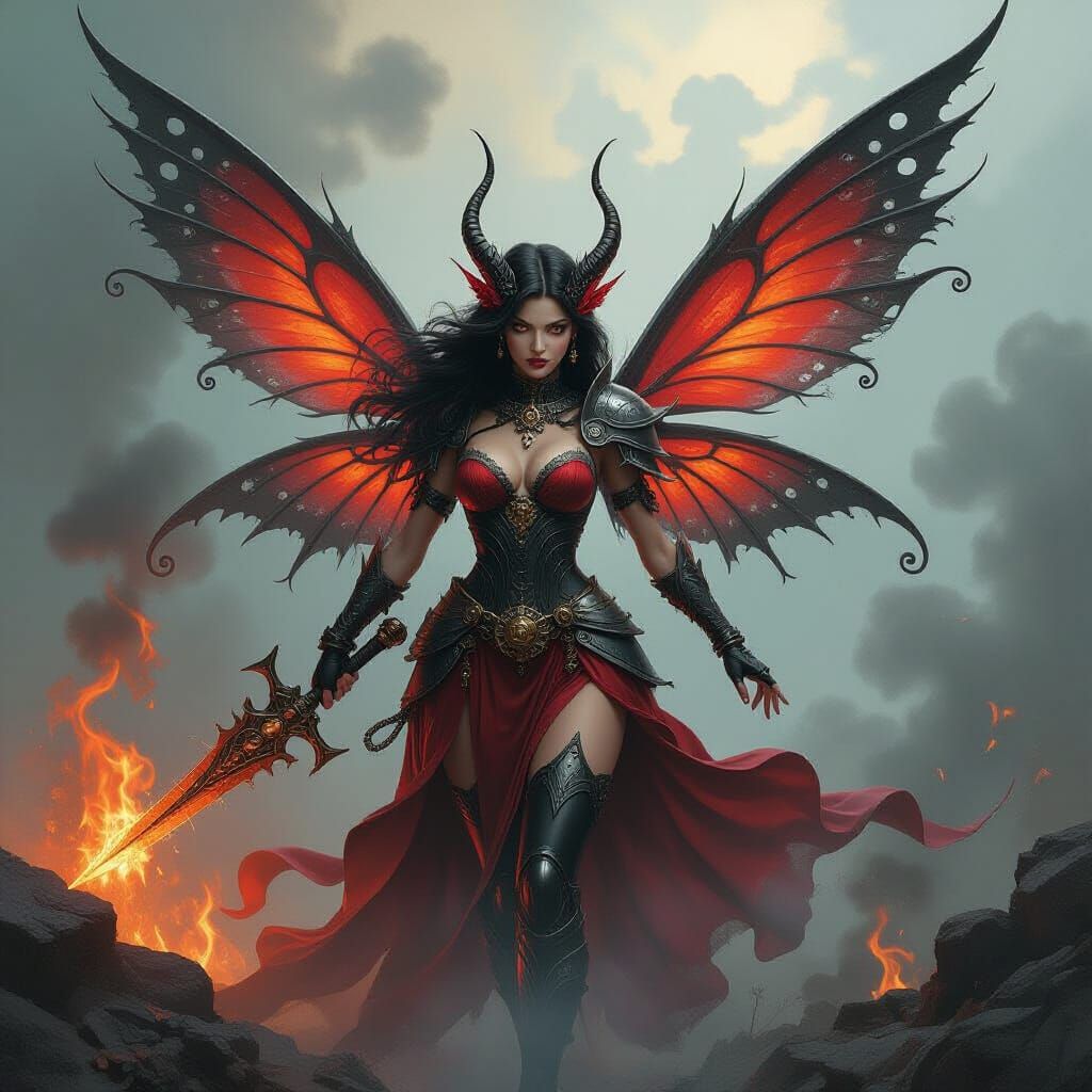 Biomechanical Fairy with Razor Wings in Dark Aesthetic