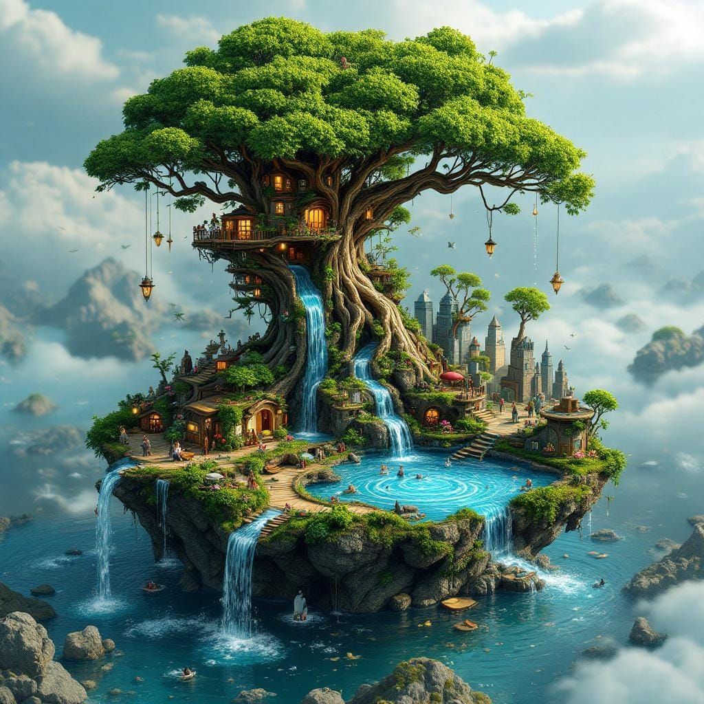 Steampunk Treehouse City on Organic Motherboard