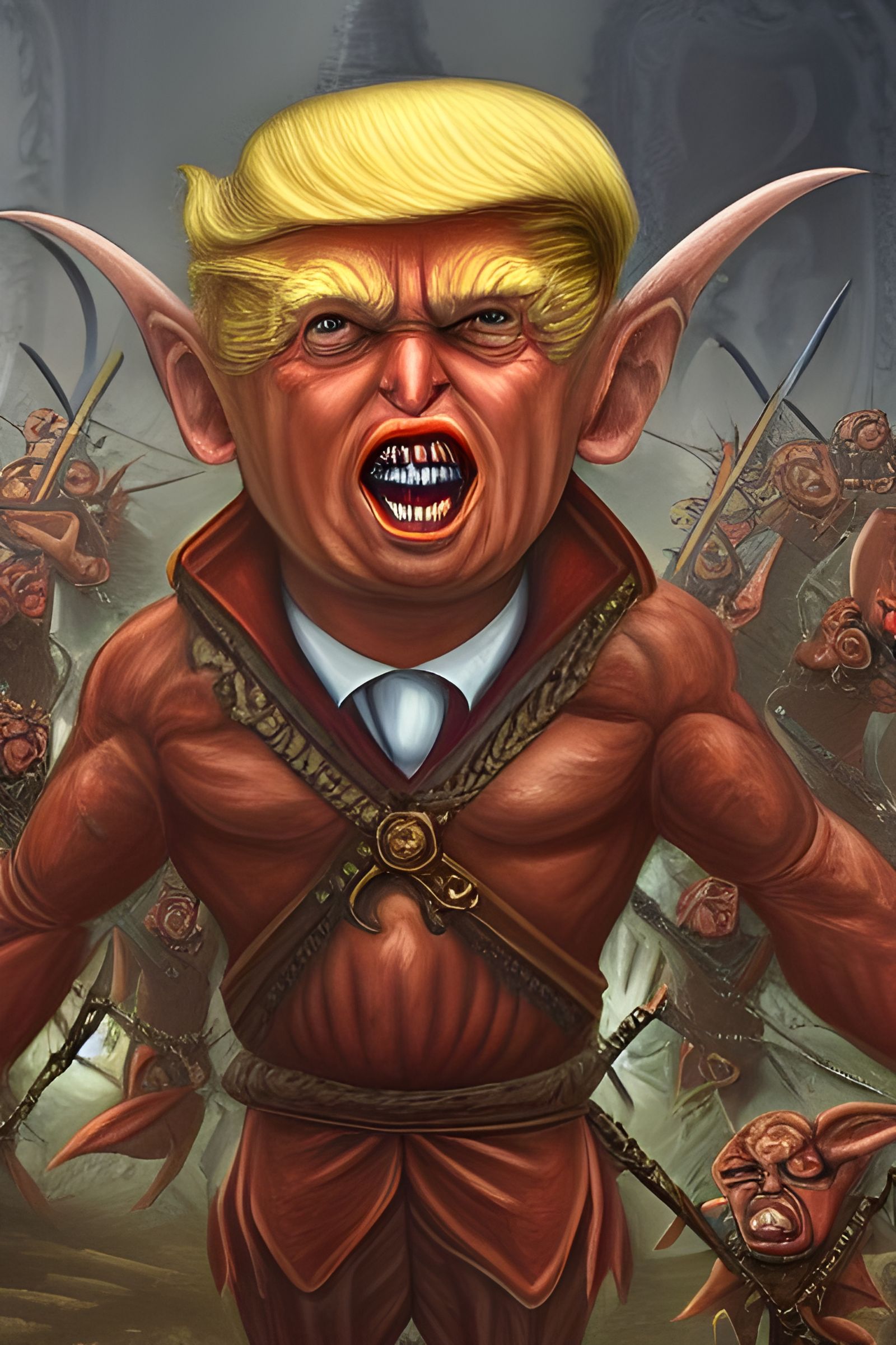 Goblin Warrior in Hellish Landscape