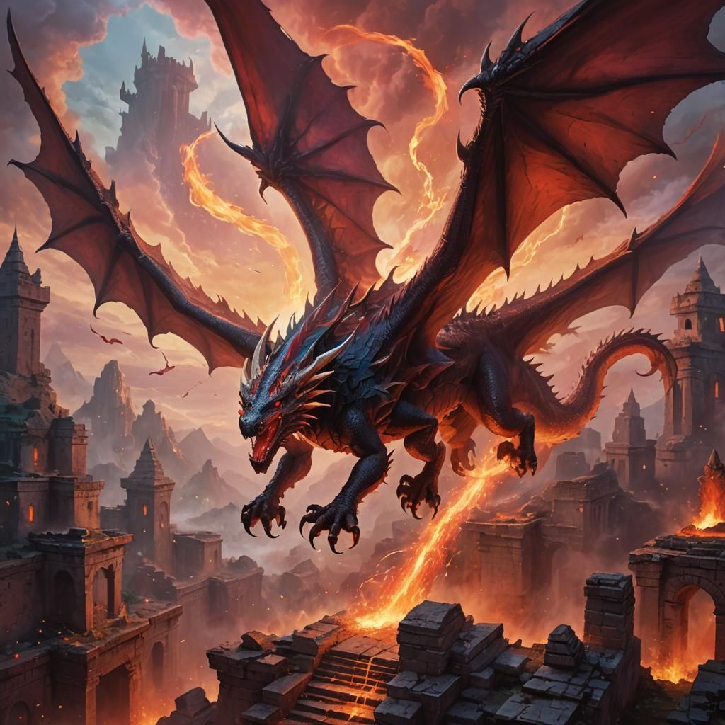 Majestic Hellkite Tyrant Soars Through Enchanted Realms
