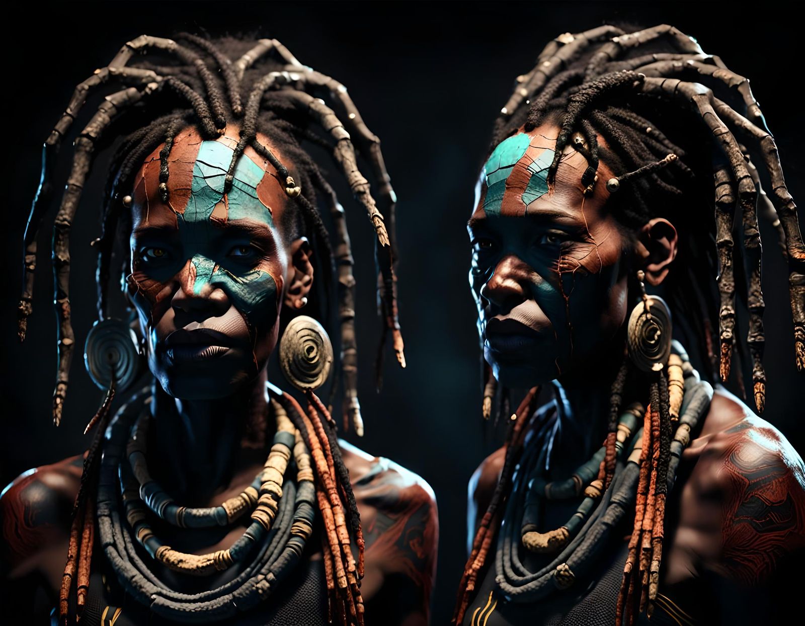 Scary African Shaman Female Portrait in Unreal Engine
