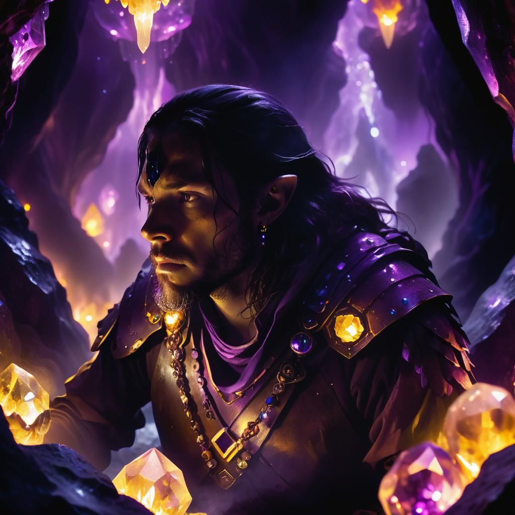 Mystical Crystal Cavern: Adventurer's Gemstone Discovery
